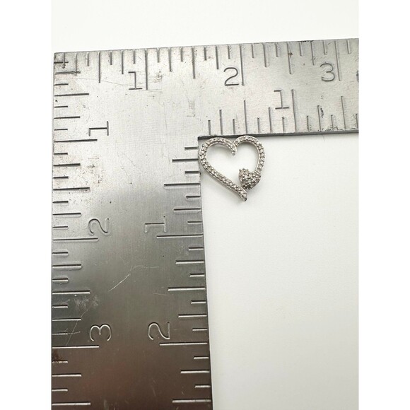 DIAG 10k white gold 1/5 ct genuine diamond heart pendant - Picture 5 of 6